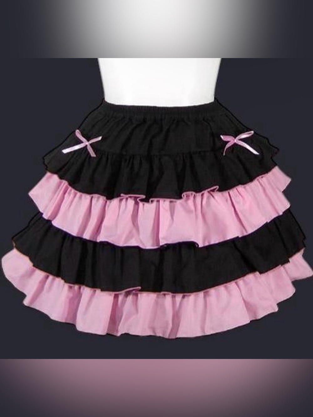 MAXICAM - LOLITA - Black and Pink Tiered Ruffle Skirt